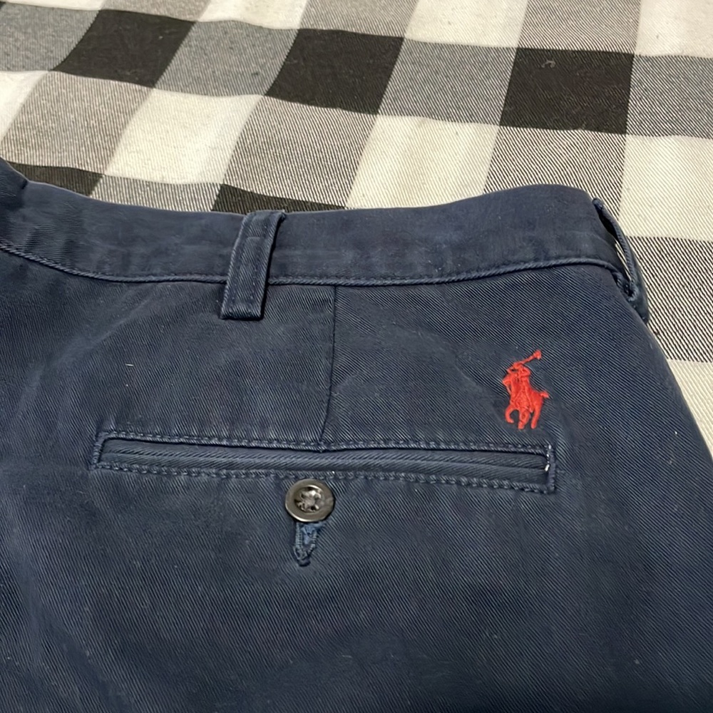 Polo Ralph Lauren Preston Chino Casual Pants 38 x 29 Short Navy Blue Red Pony - Picture 5 of 11